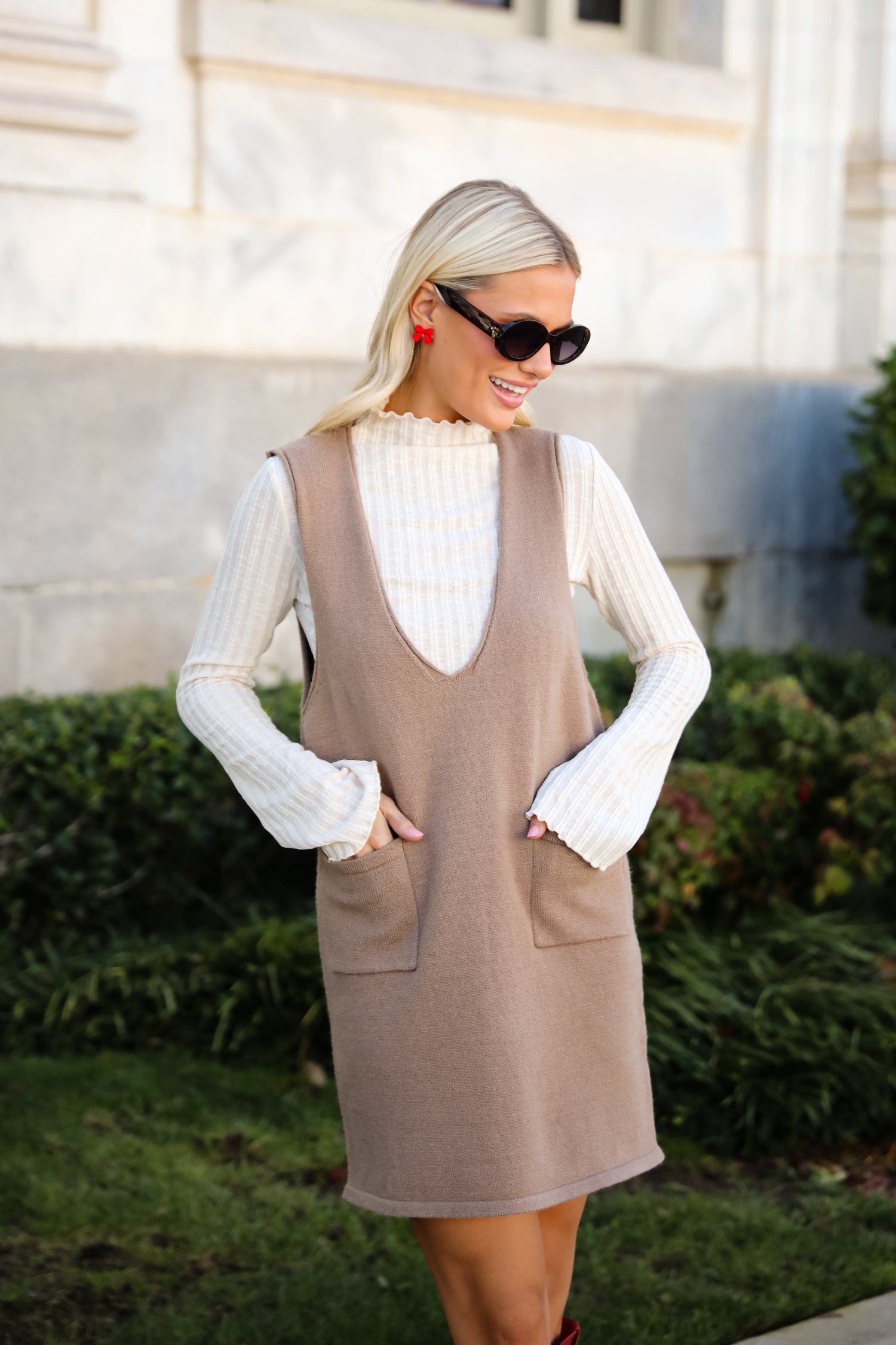 Perfect Outcome Mocha Mini Sweater Dress