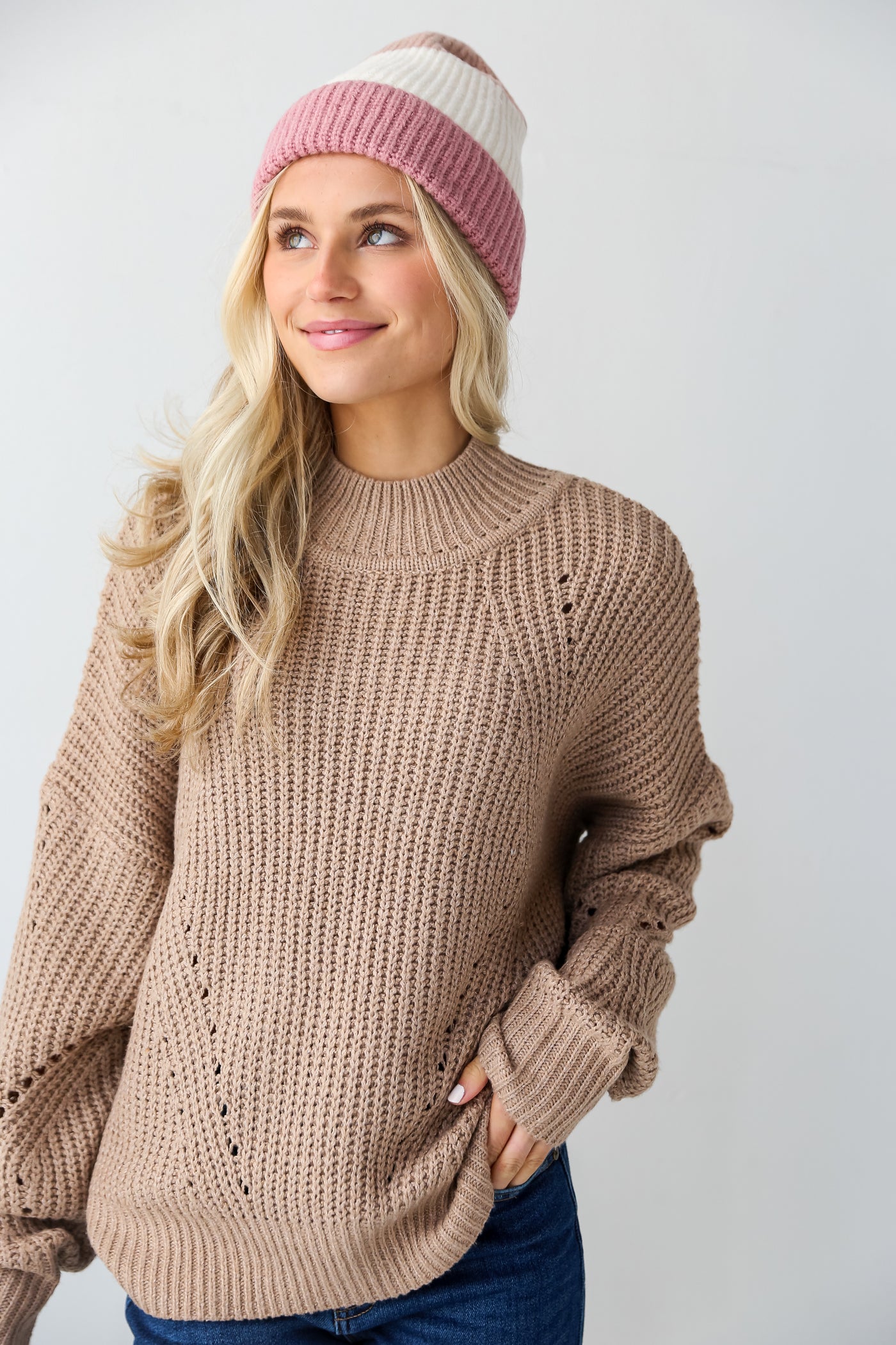 Mocha Oversized Sweater front view