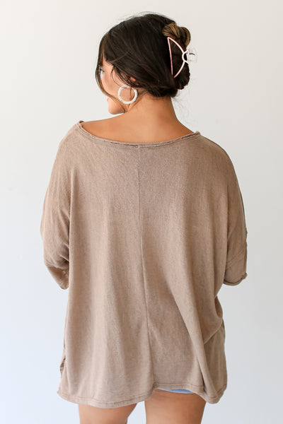 mocha Knit Round Neck Tee back view