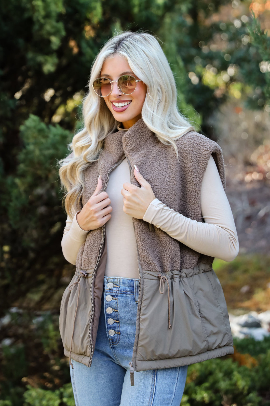 Warm Aesthetic Mocha Sherpa Vest