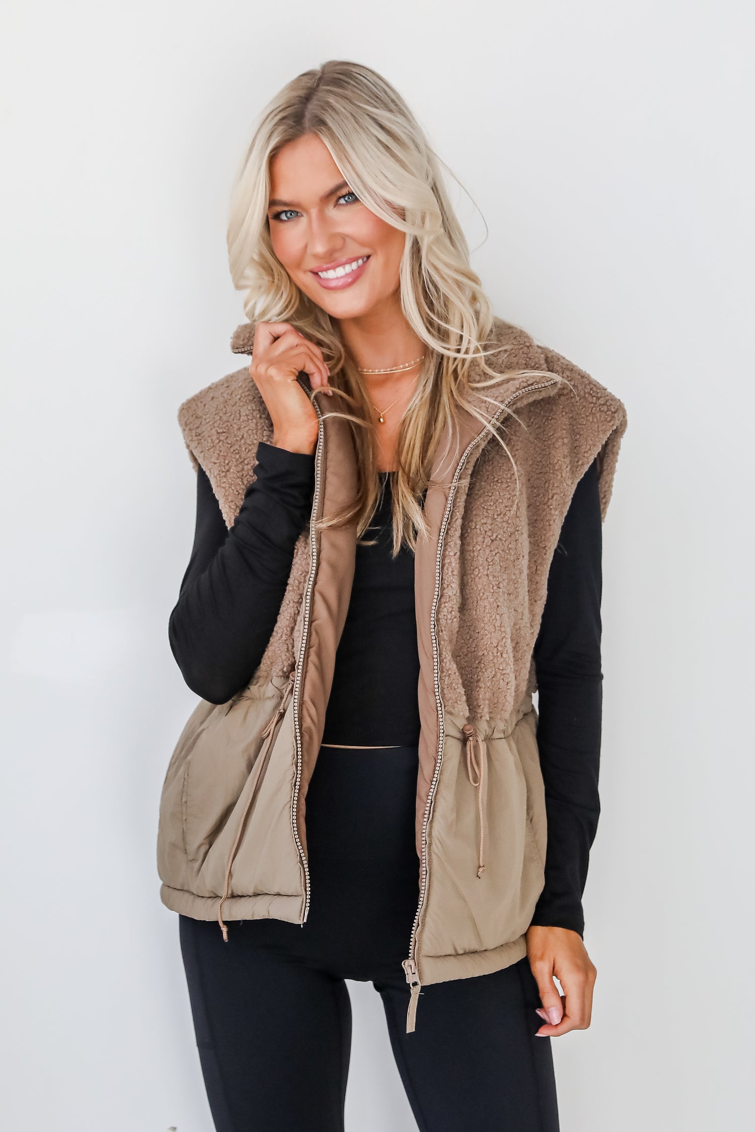 Warm Aesthetic Mocha Sherpa Vest