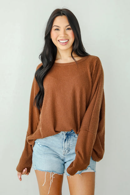 Trendy Minimalist Waffle Knit Top