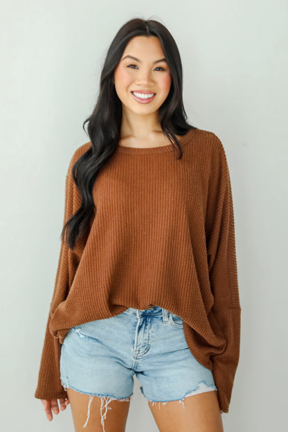 Trendy Minimalist Waffle Knit Top