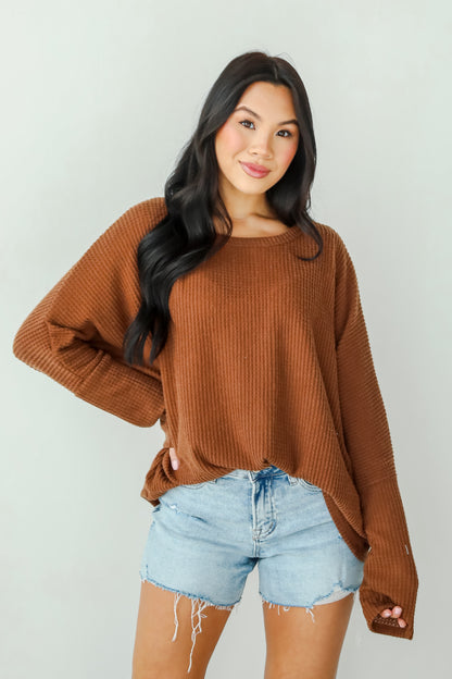 Trendy Minimalist Waffle Knit Top