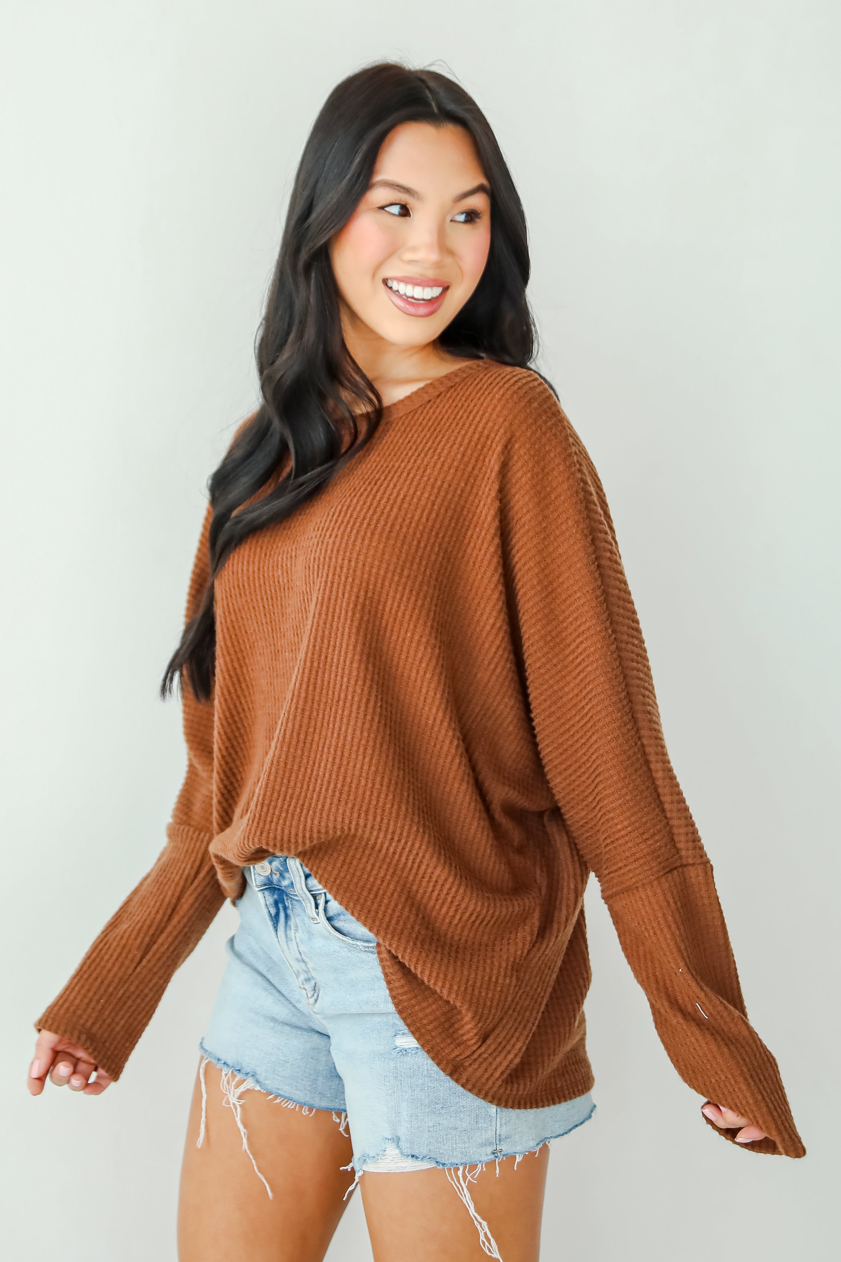 Trendy Minimalist Waffle Knit Top