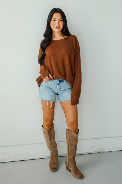 Trendy Minimalist Waffle Knit Top