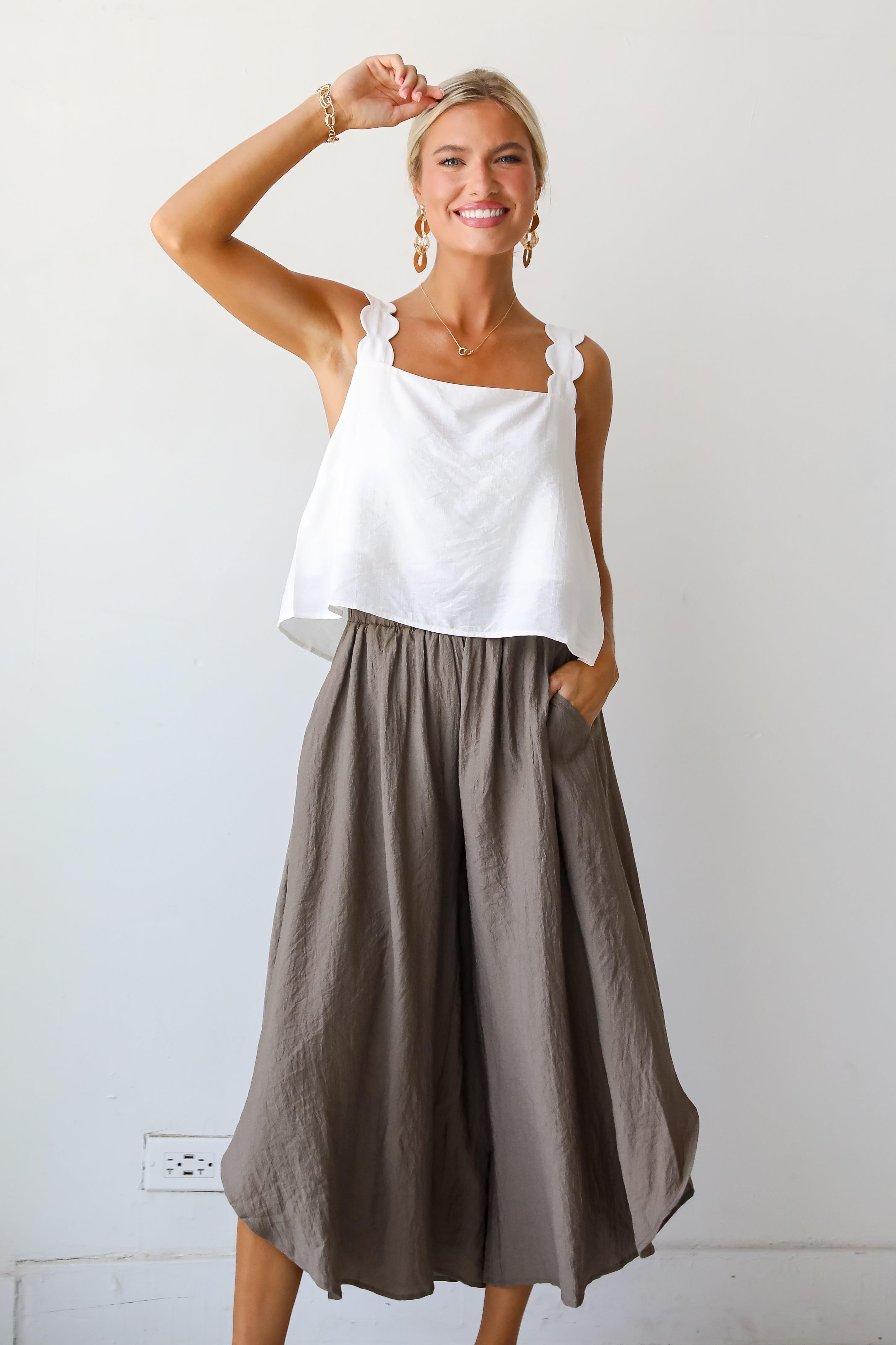 Carefree Energy Mocha Wide Leg Pants