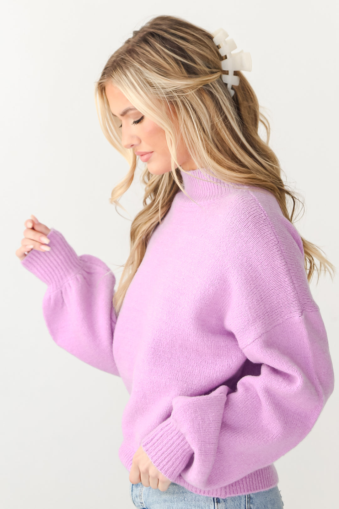 lavender Oversized Sweater side view