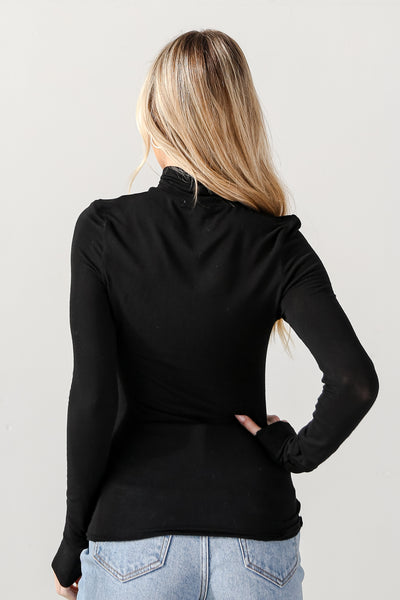 black Mock Neck Top for layering