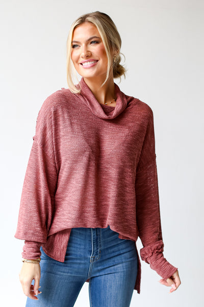 Cowl Neck Knit Top for fall