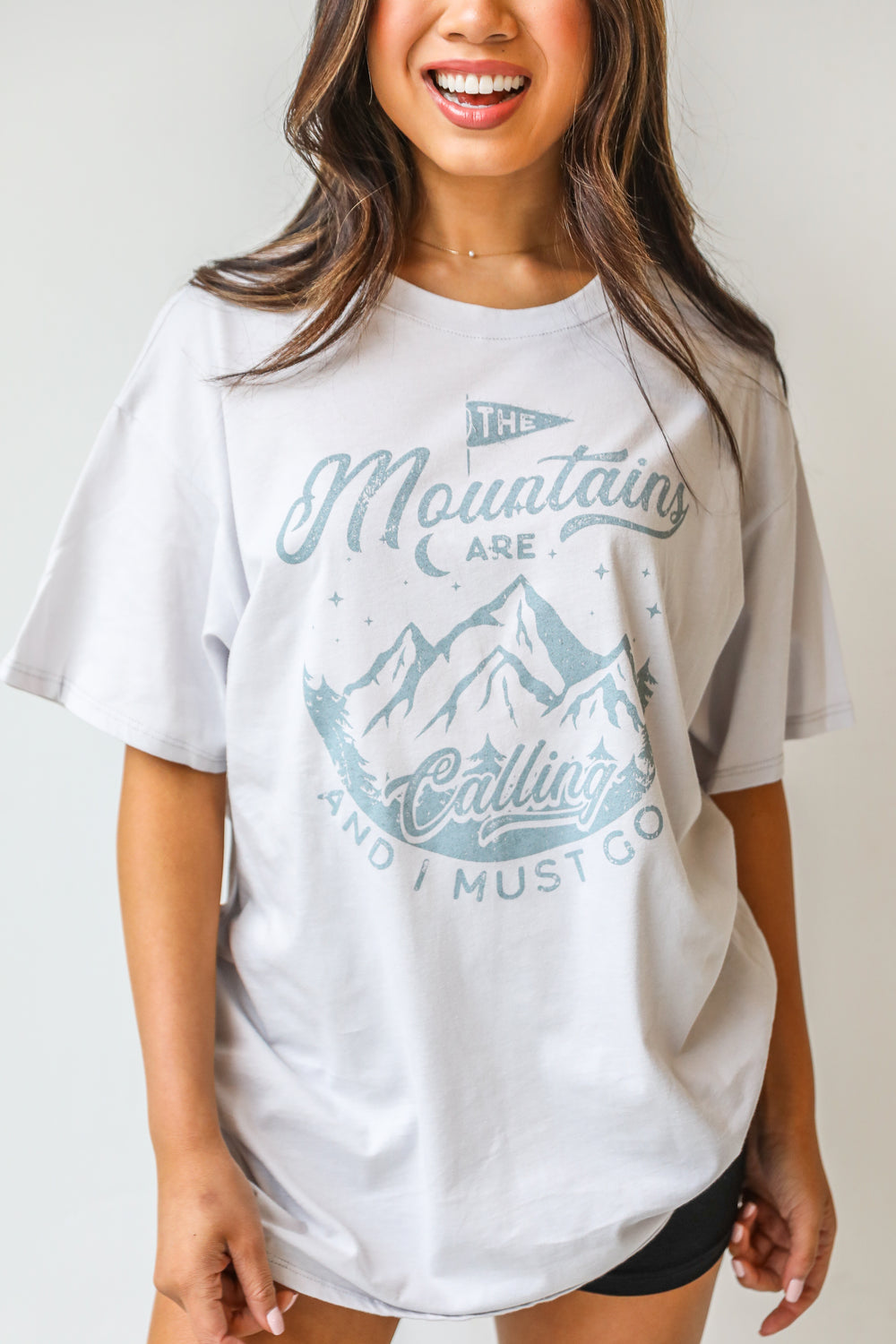 The Mountains Are Calling And I Must Go Graphic Tee close up