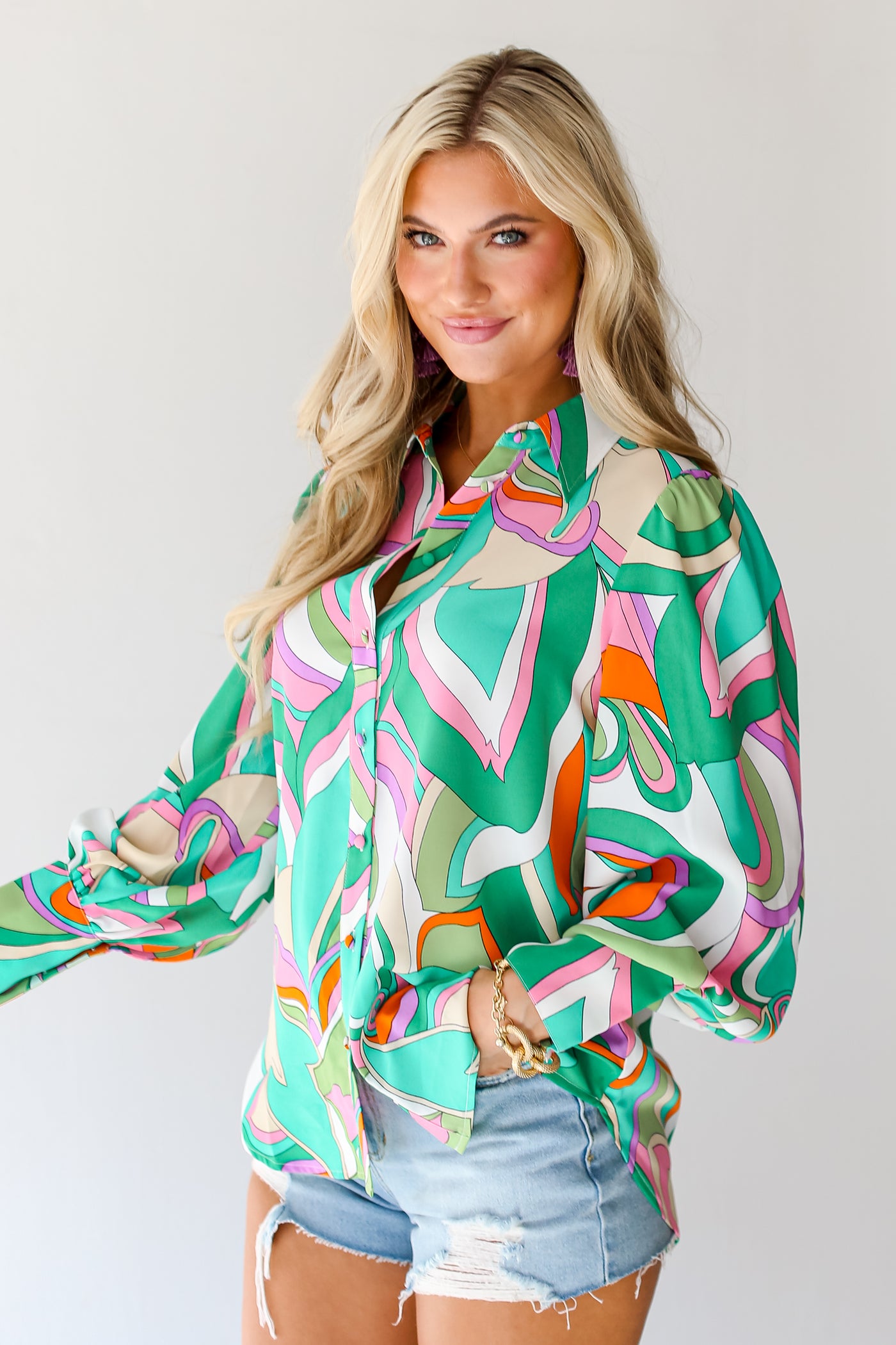 Groovy Button-Up Blouse side view
