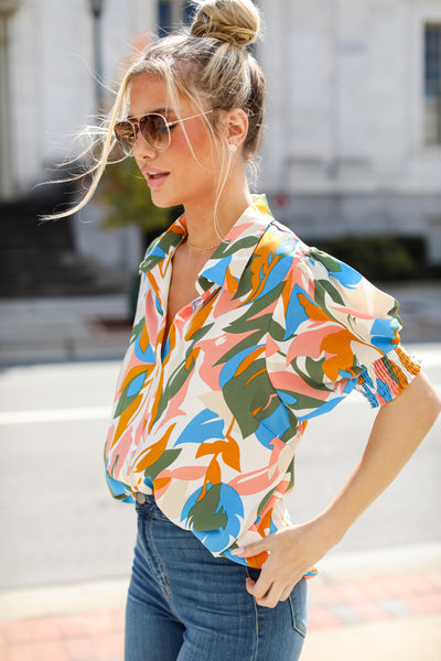 colorful Satin Blouse