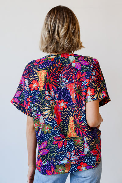 navy Jungle Blouse back view