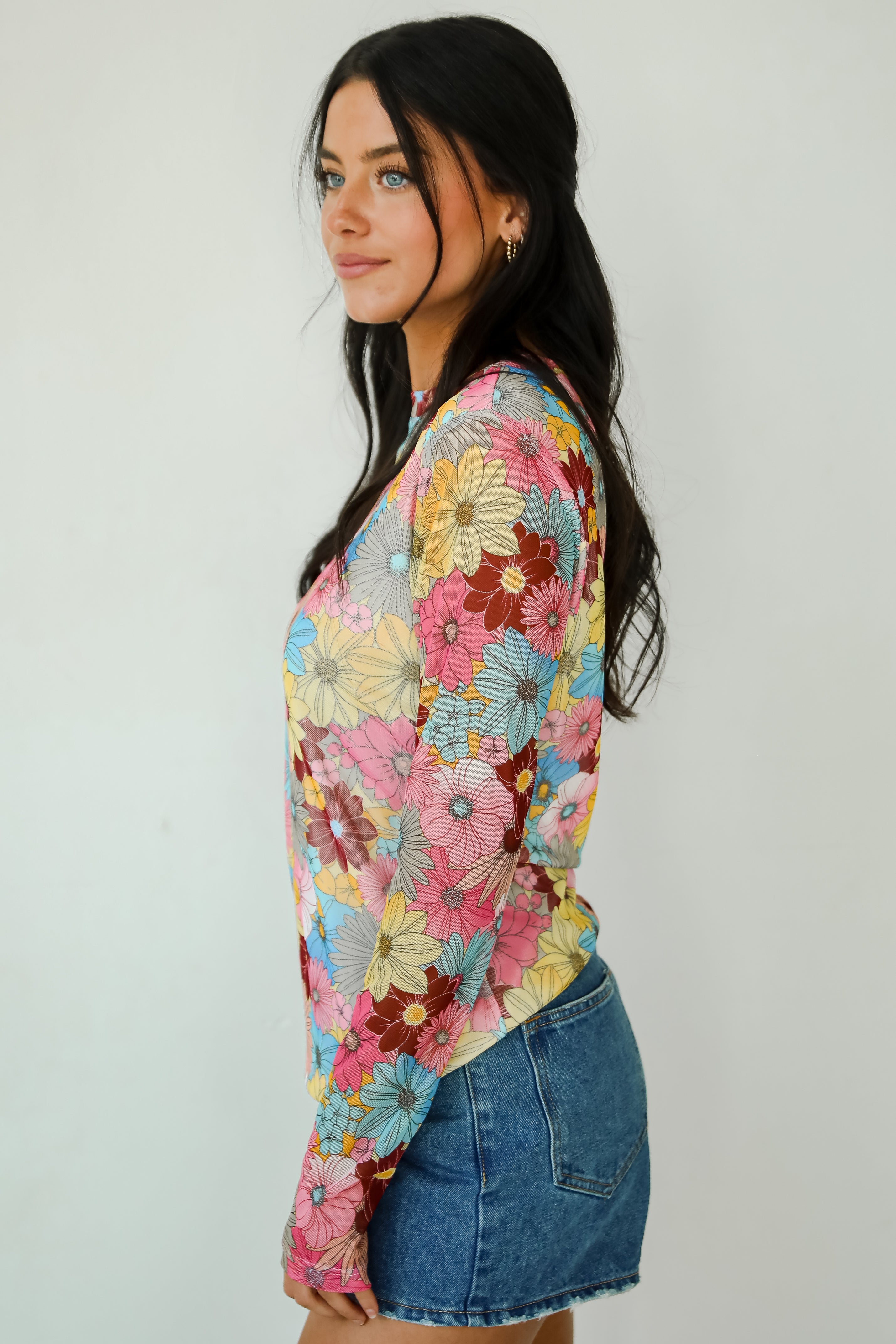 Notoriously Fabulous Pink Floral Mesh Top