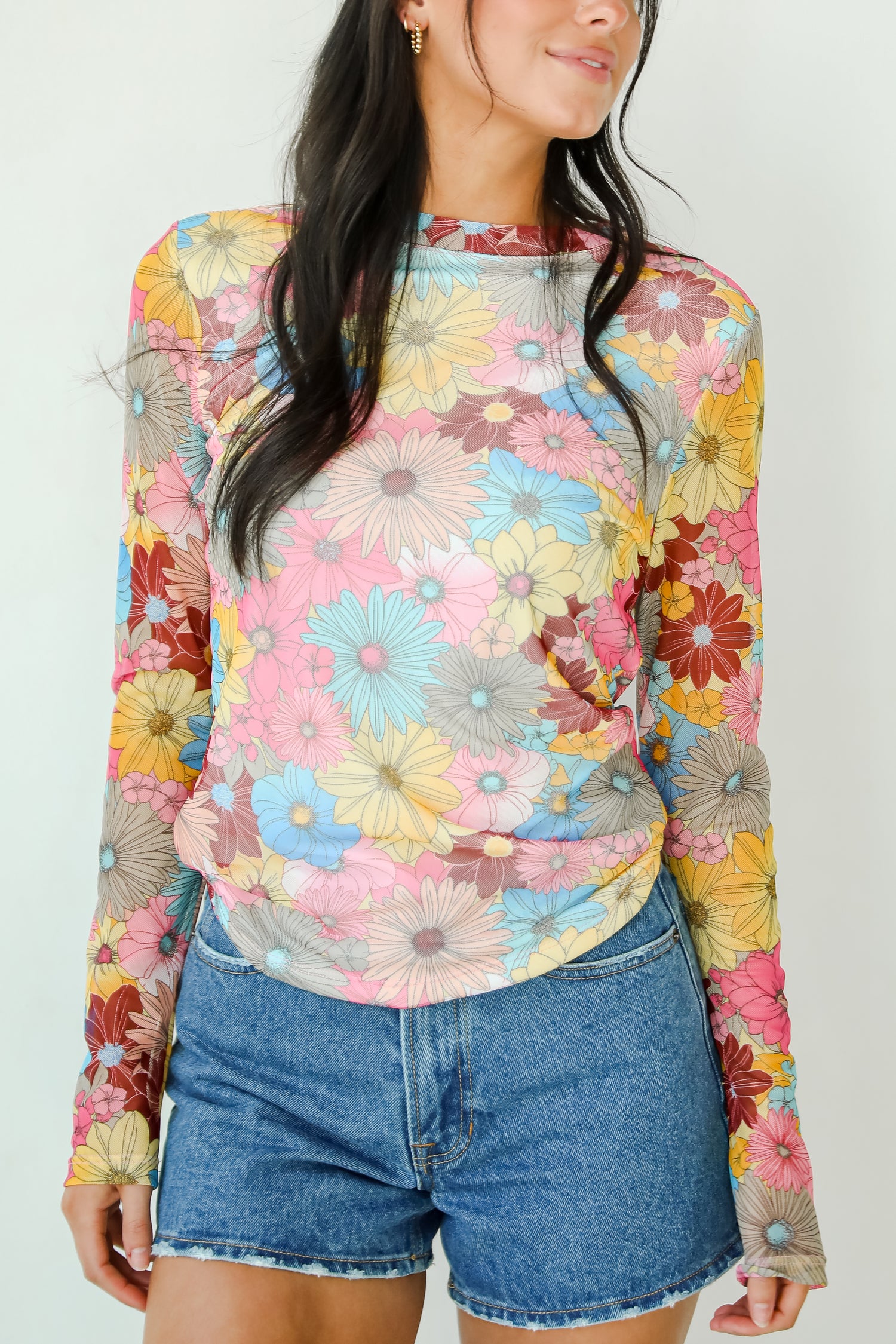 Notoriously Fabulous Pink Floral Mesh Top