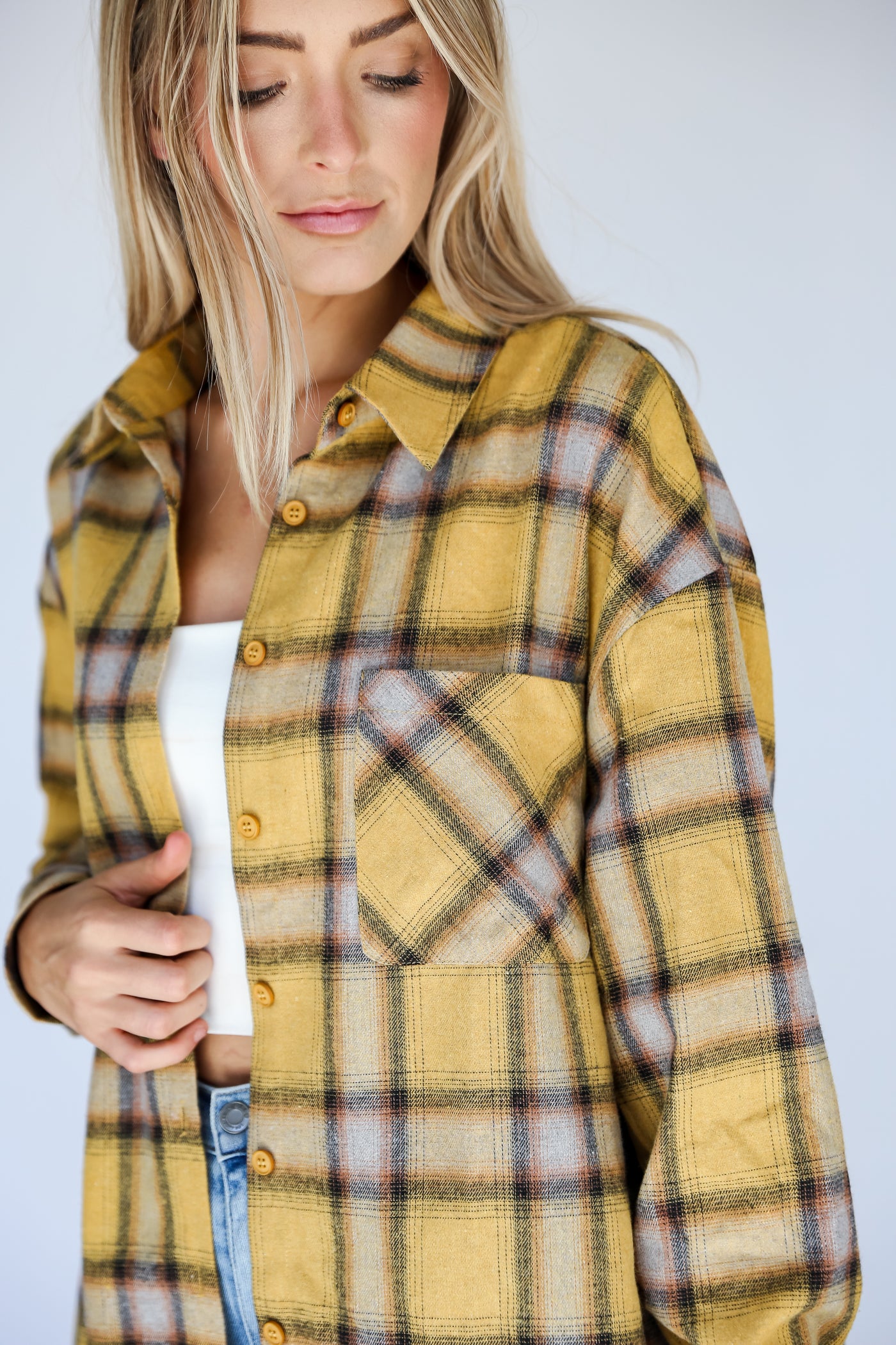 FINAL SALE - All About Fall Mustard Plaid Flannel