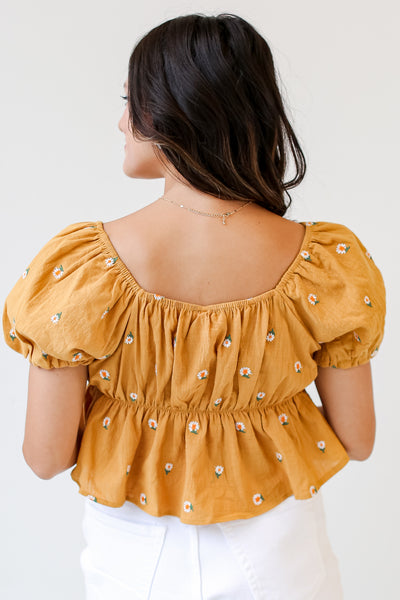 yellow Floral Cropped Blouse back view