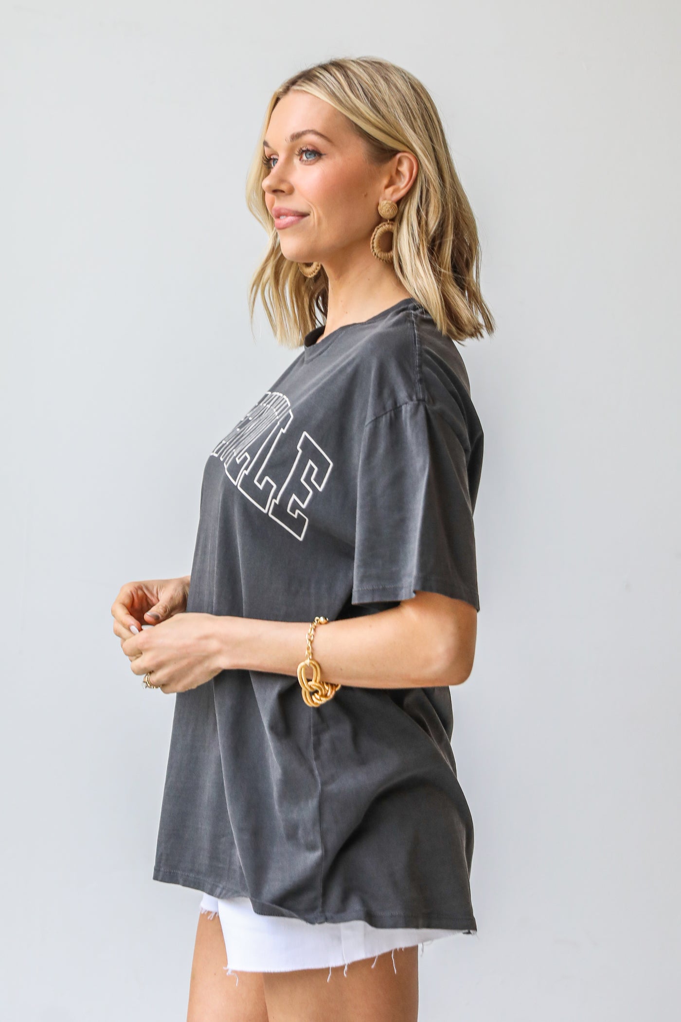 charcoal Nashville Graphic Tee side view
