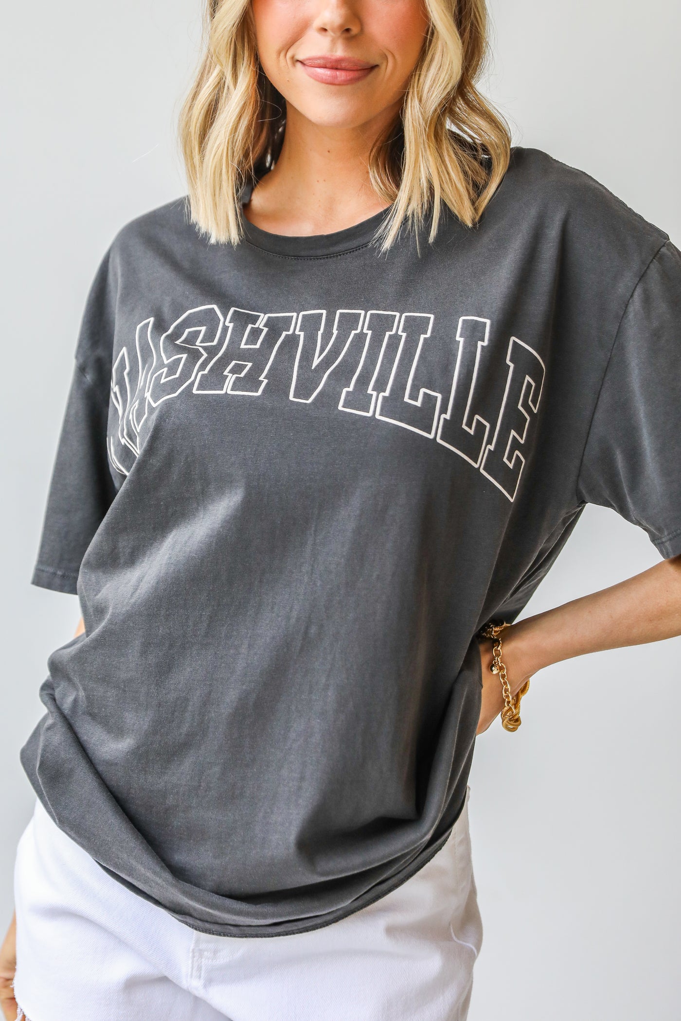 charcoal Nashville Graphic Tee close up