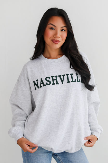 Heather Grey Nashville Embroidered Sweatshirt