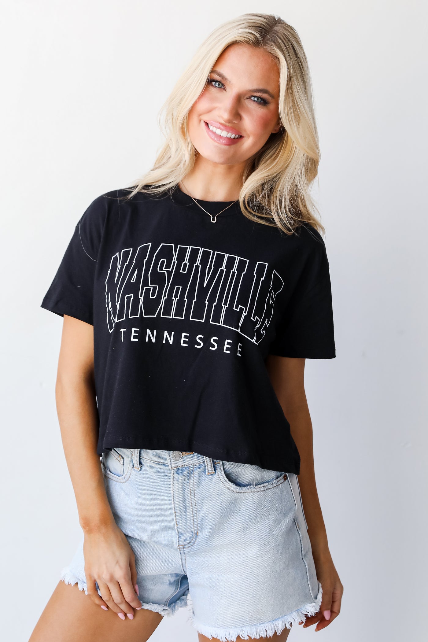 Black Nashville Tennessee Cropped Tee