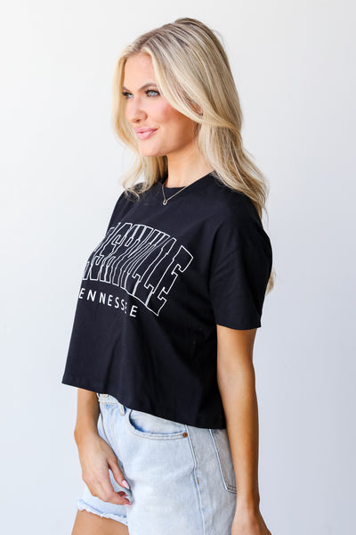 Black Nashville Tennessee Cropped Tee side view