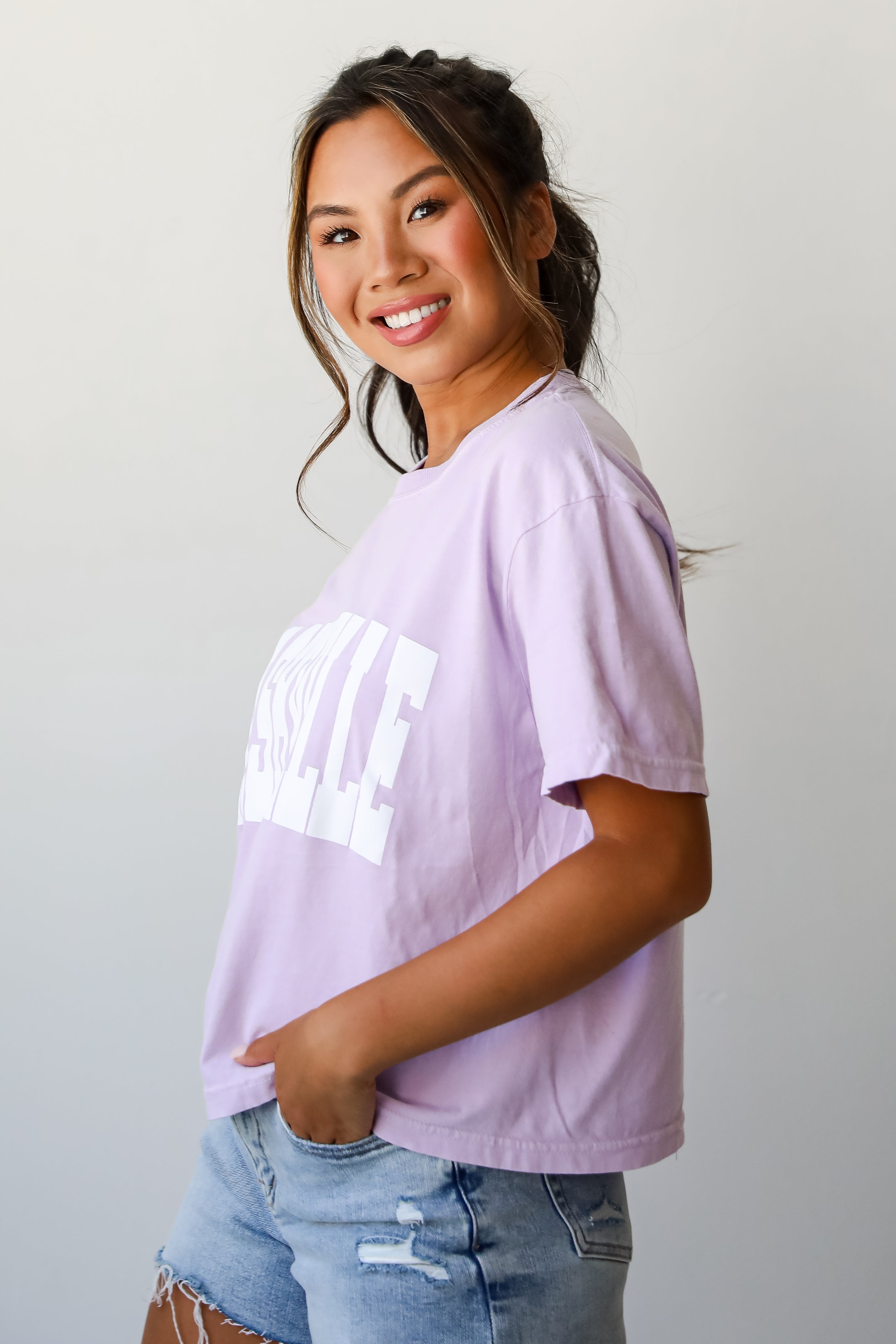 Lavender Nashville Cropped Tee