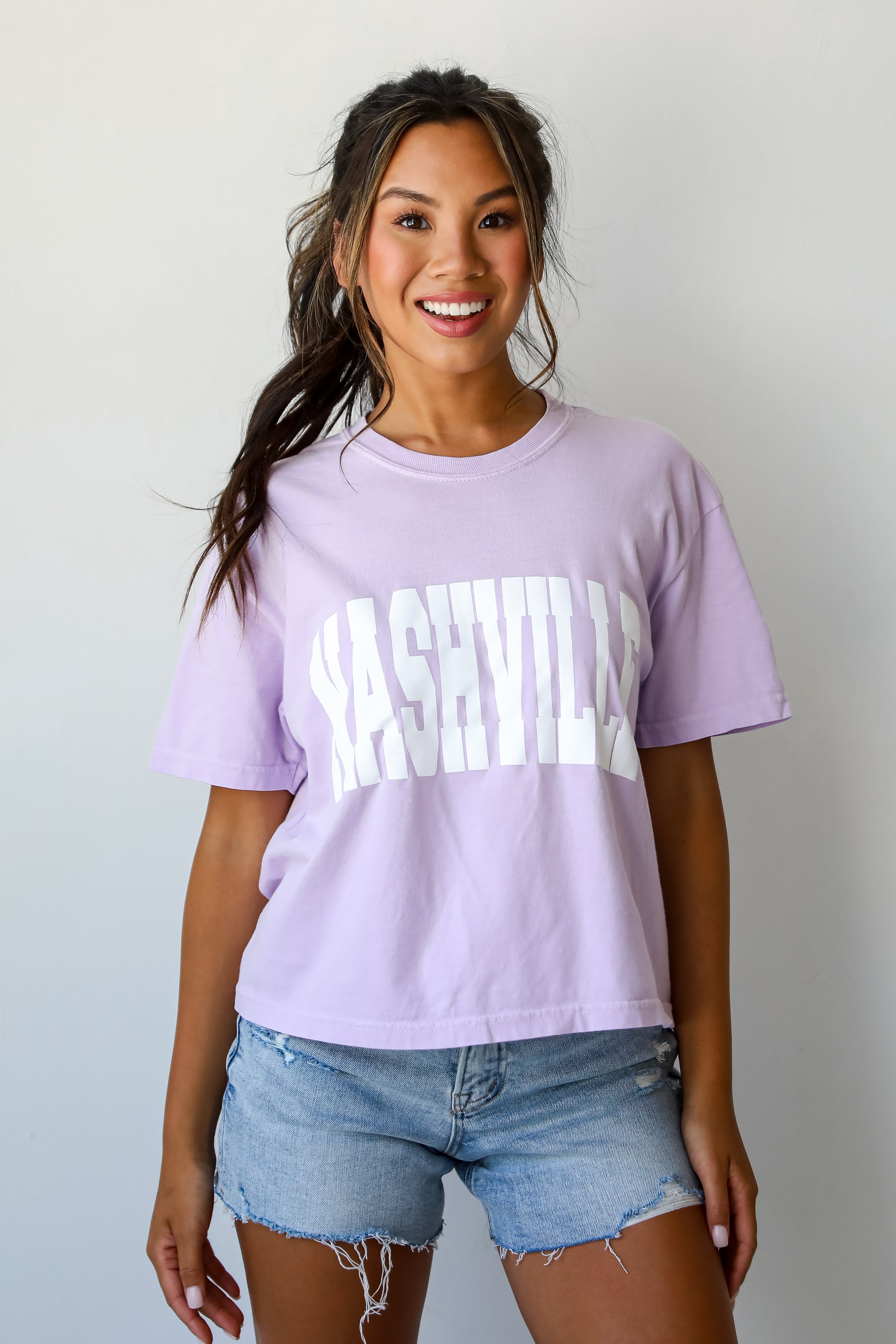 Lavender Nashville Cropped Tee