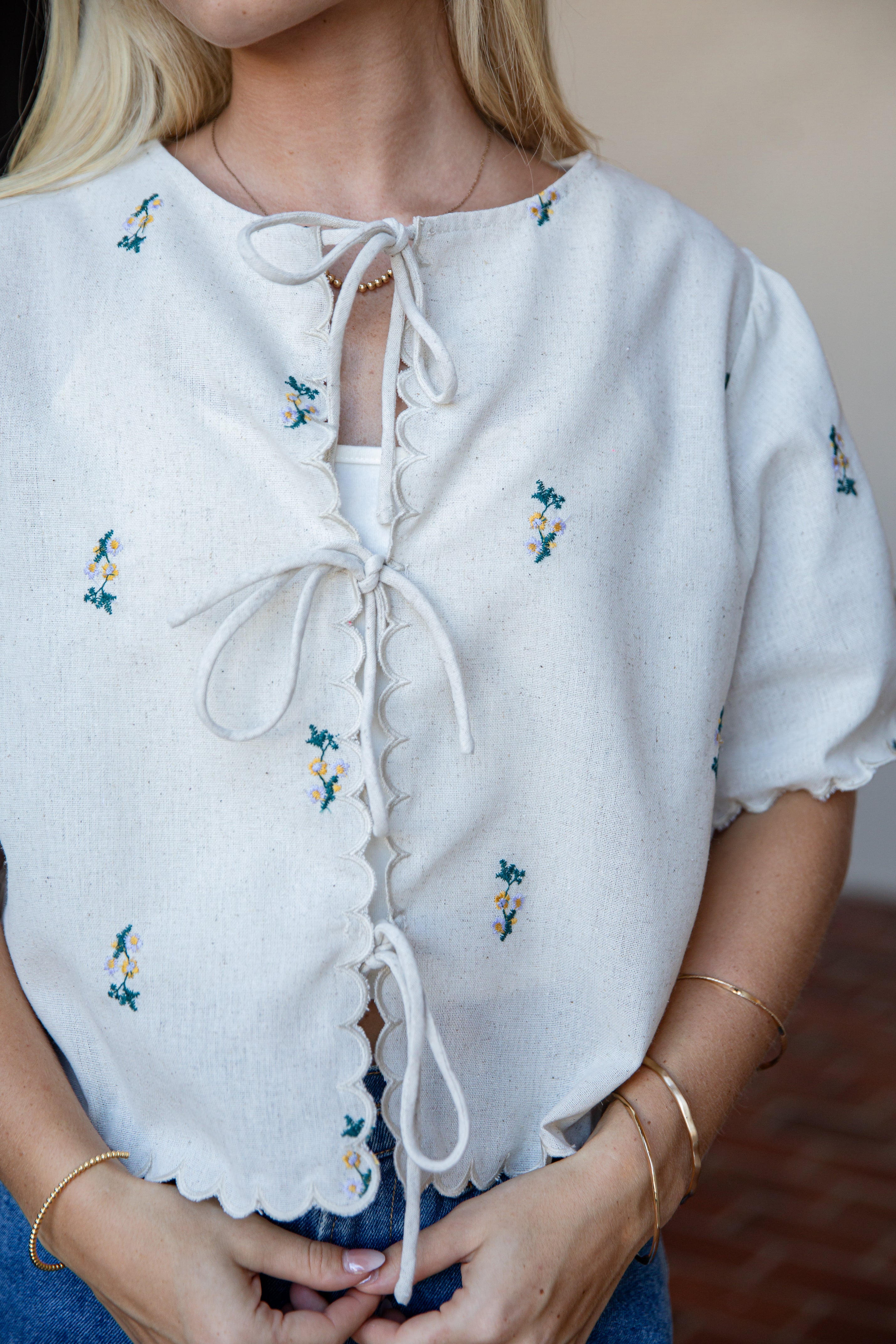 Sweet Meadow Natural Floral Blouse | Trendy Women's Tops | DressUp