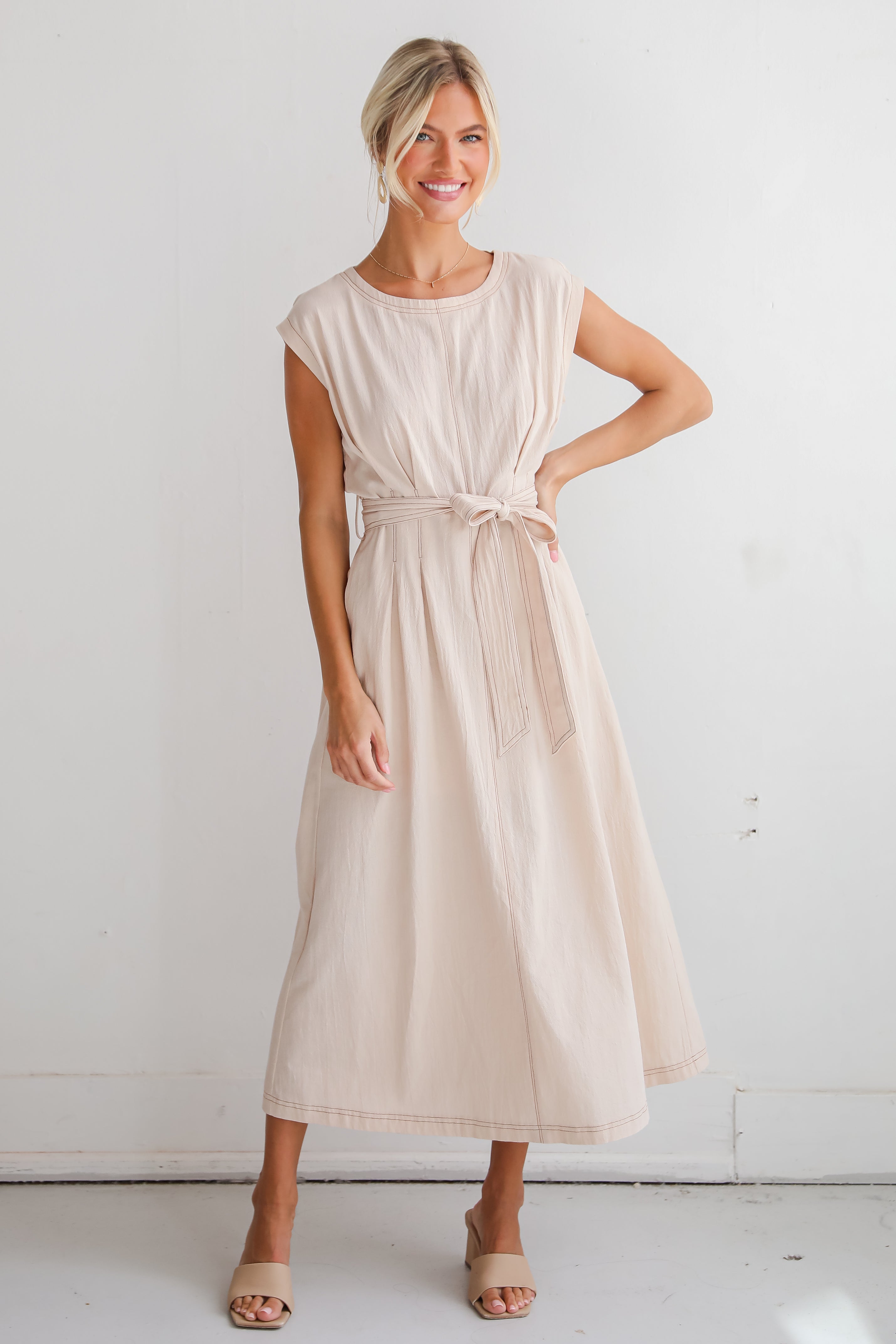 Easy To See Natural Midi Dress