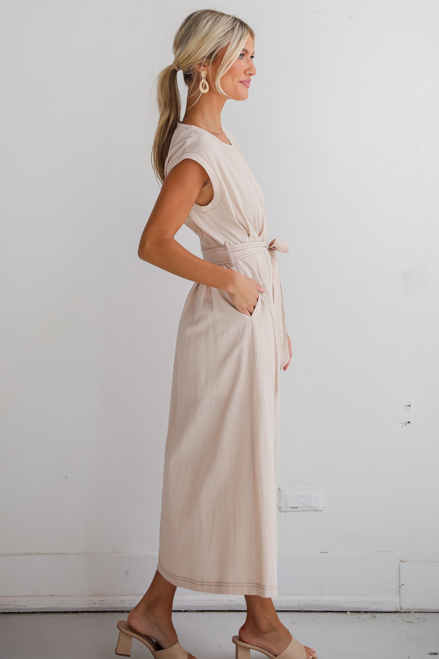 Easy To See Natural Midi Dress