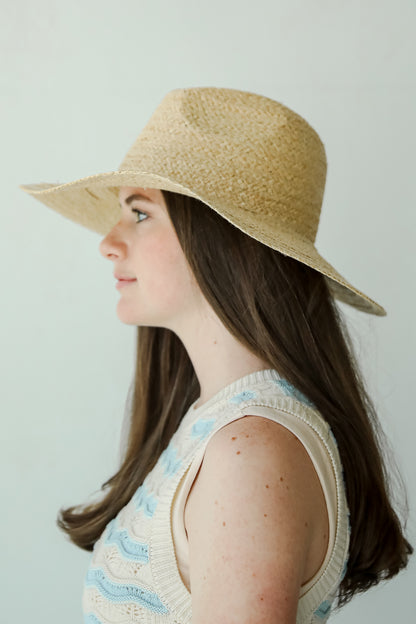 Beachside Charm Natural Straw Fedora Wide Brim Hat