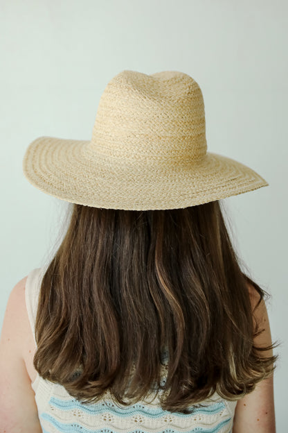 Beachside Charm Natural Straw Fedora Wide Brim Hat