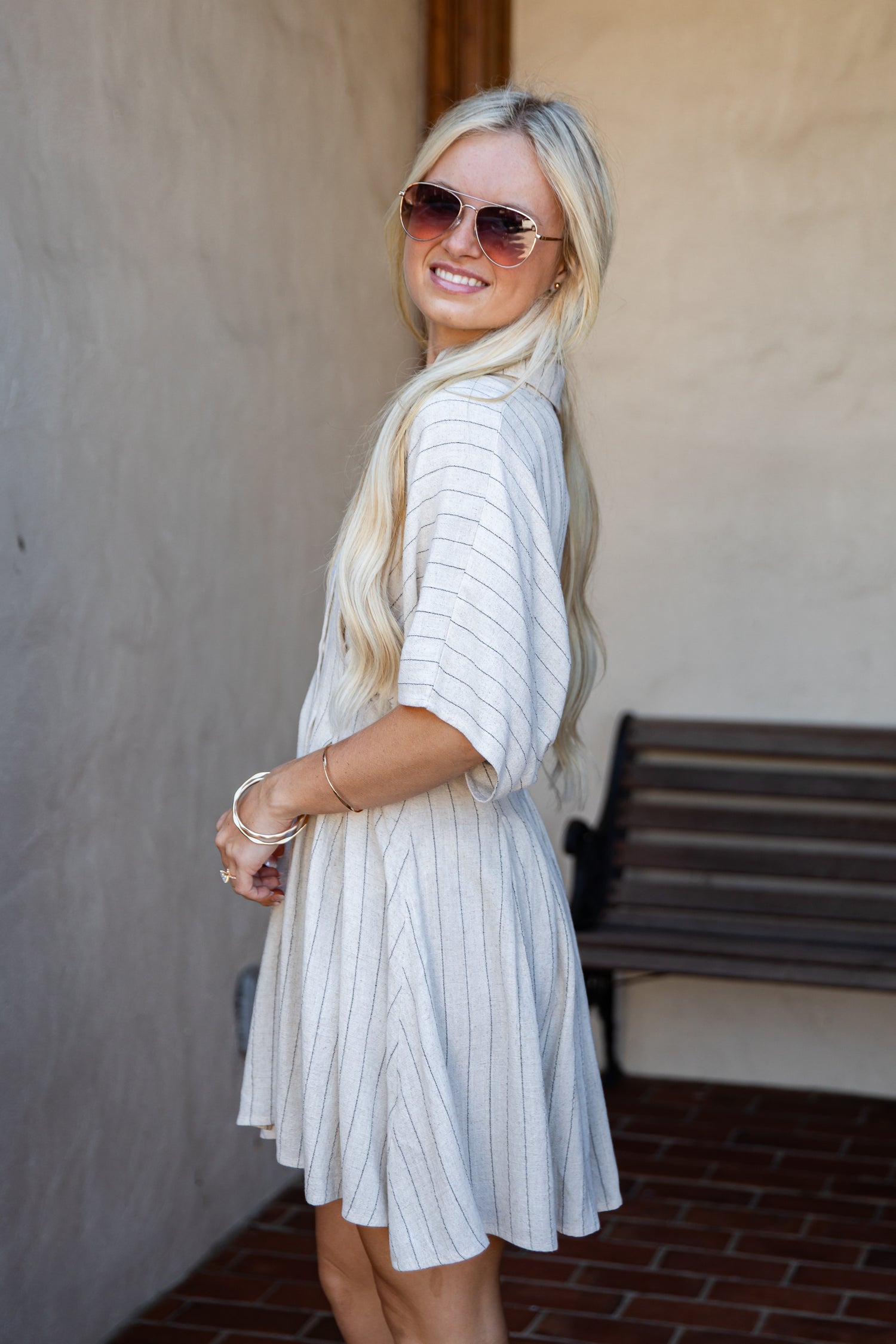 Today's The Day Natural Stripe Mini Dress
