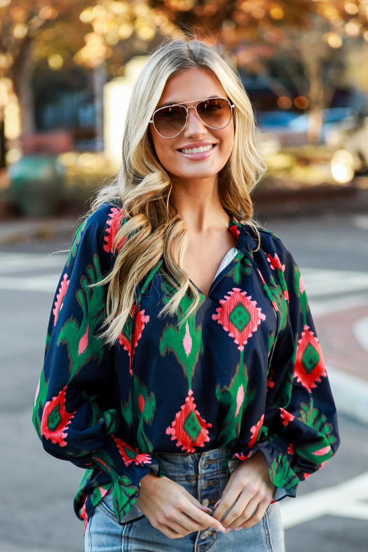 Navy printed Blouse