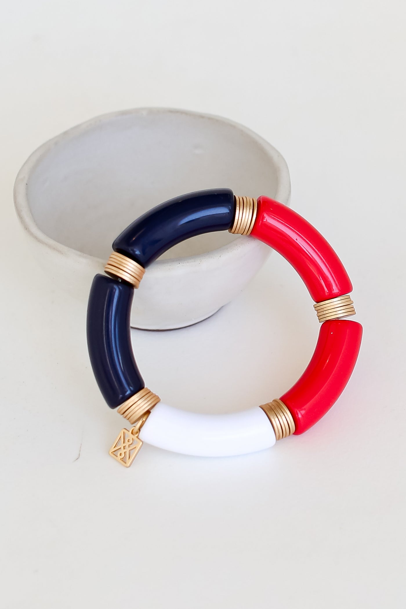 Red + Navy Color Block Tube Bracelet