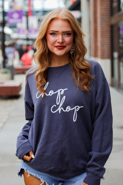 Navy Chop Chop Script Sweatshirt