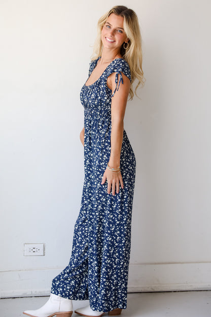 Garden Bliss Navy Floral Jumpsuit