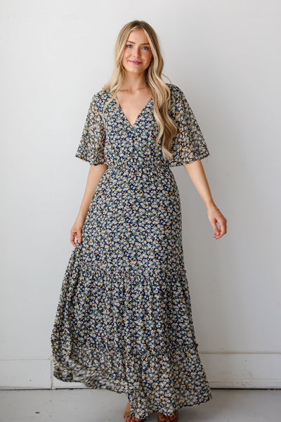 navy blue floral dress