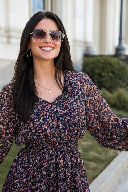 High-Class Attitude Navy Floral Mini Dress