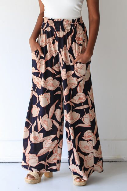 Floral Wide Leg Pants on dress up model