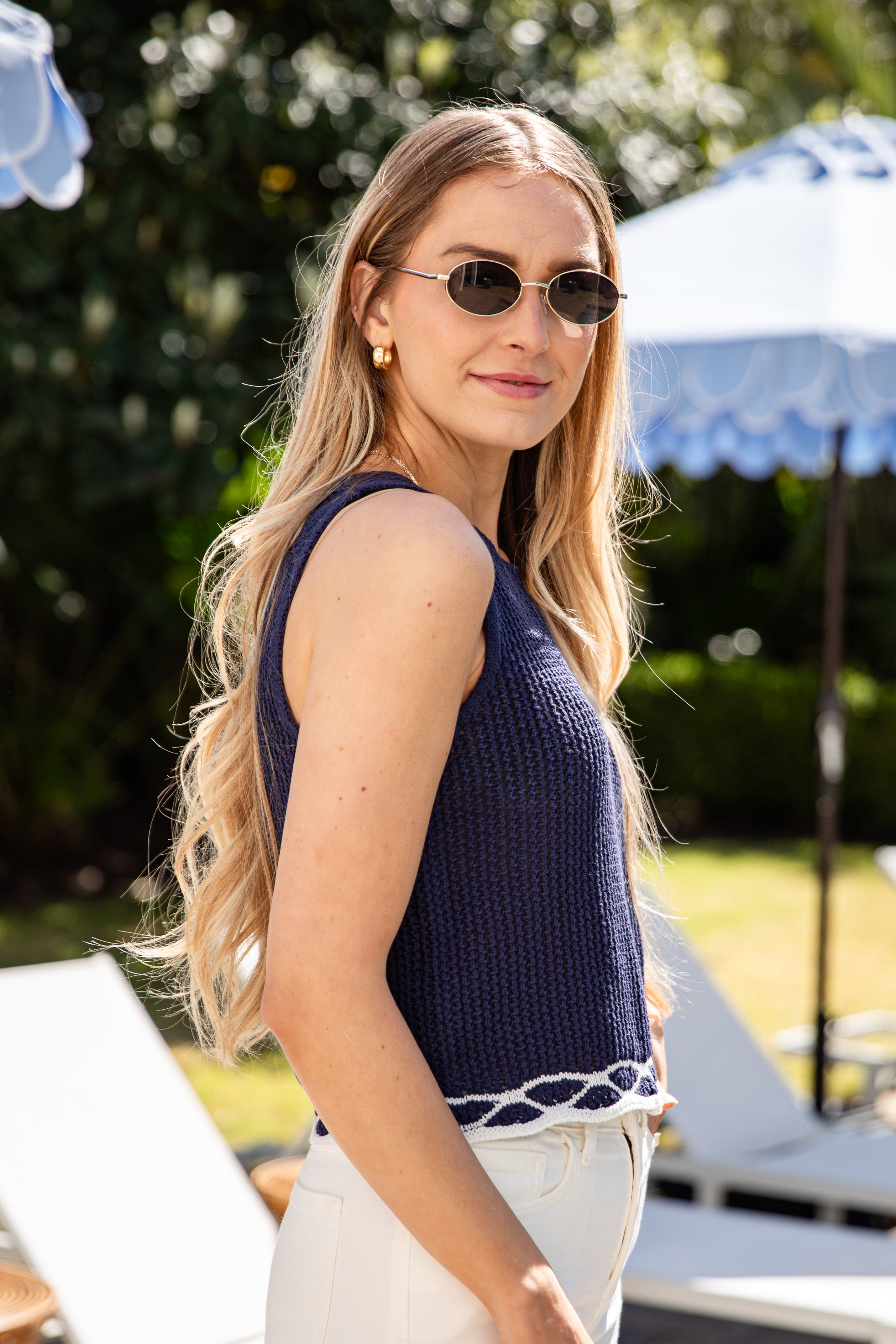 Always In Rotation Navy Knit Tank | Trendy Women's Tops