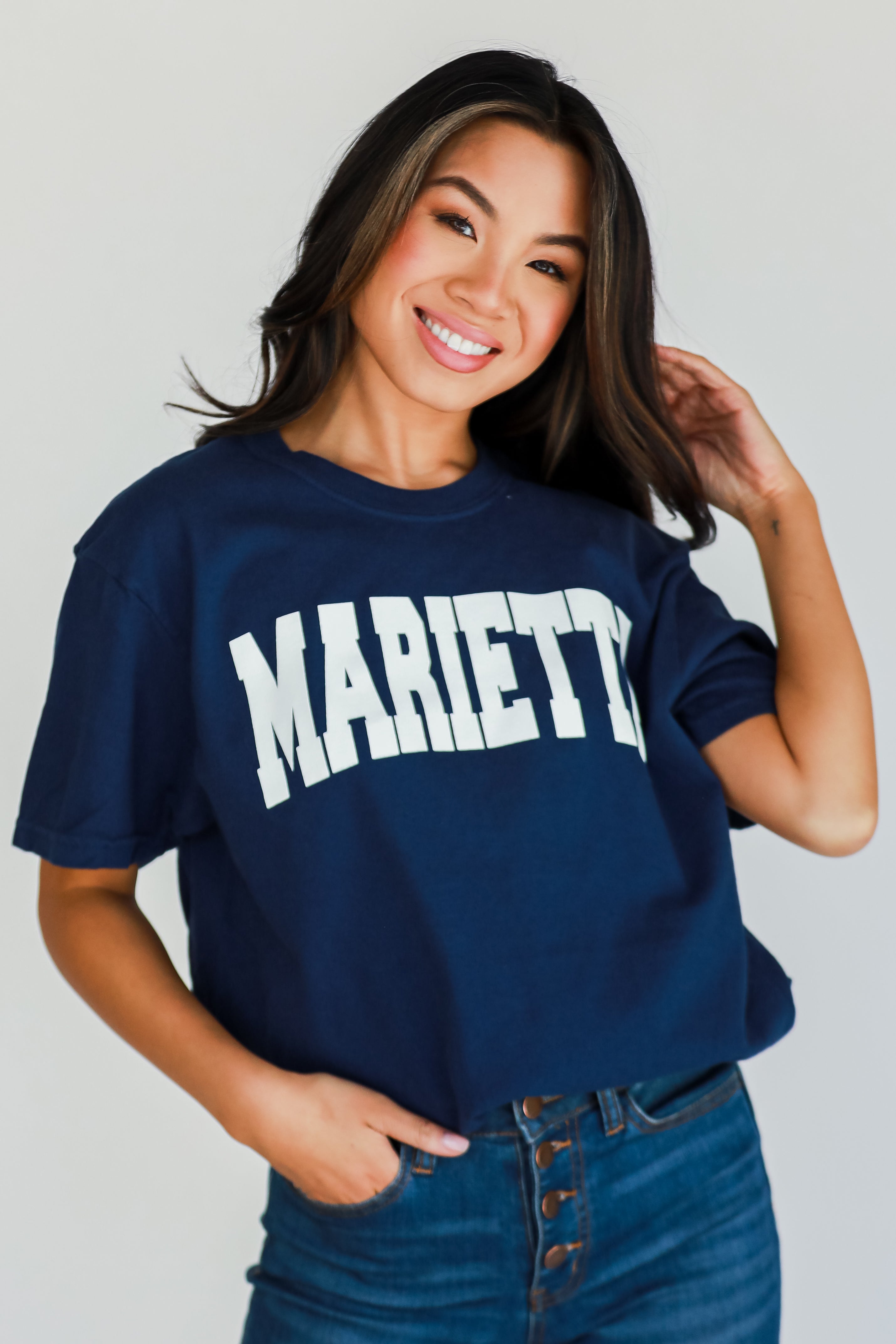 Navy Marietta Tee front view