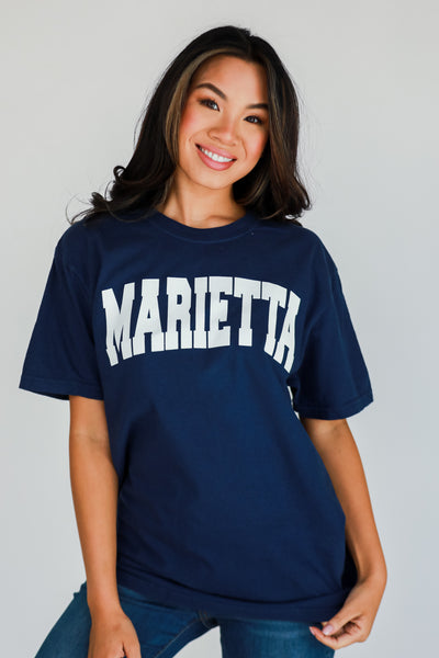 Navy Marietta Tee on model