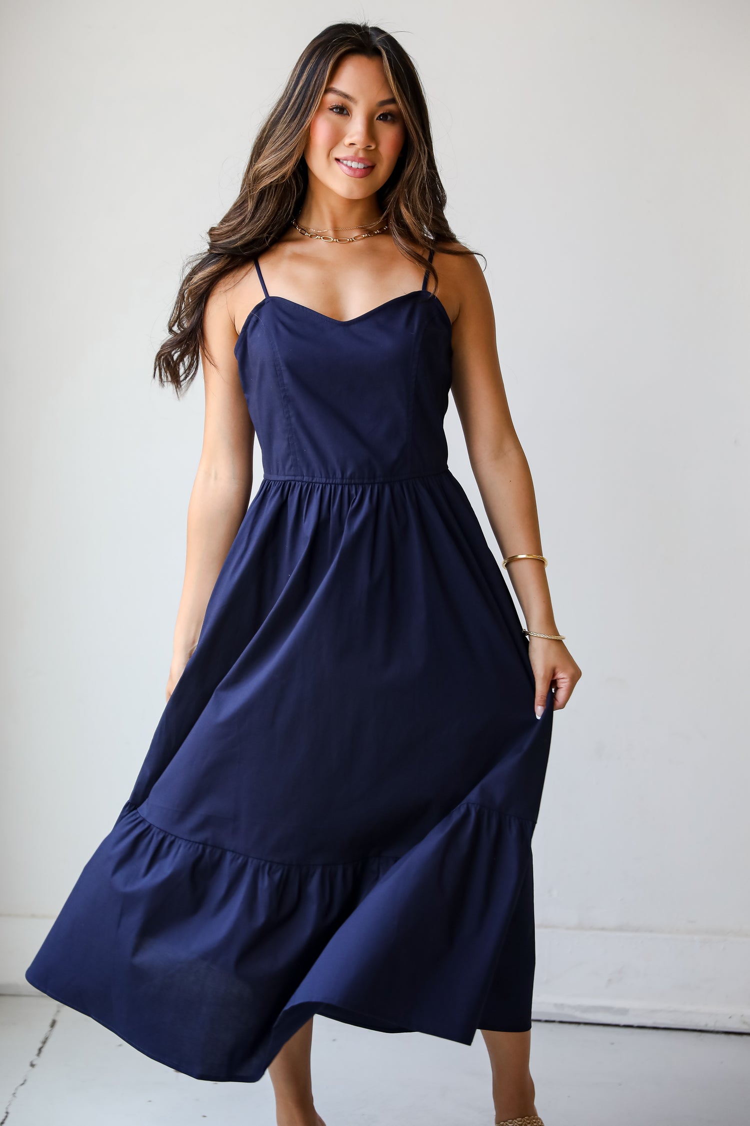 Timeless Disposition Navy Midi Dress