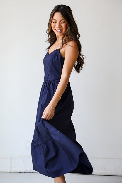 Timeless Disposition Navy Midi Dress