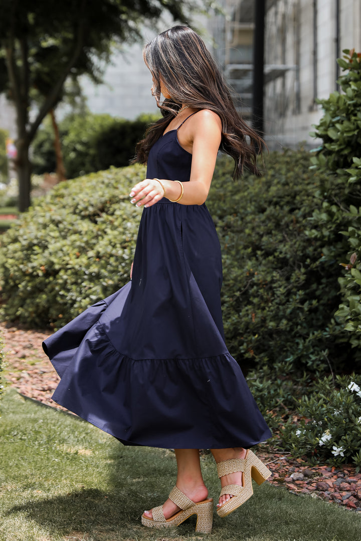 Timeless Disposition Navy Midi Dress