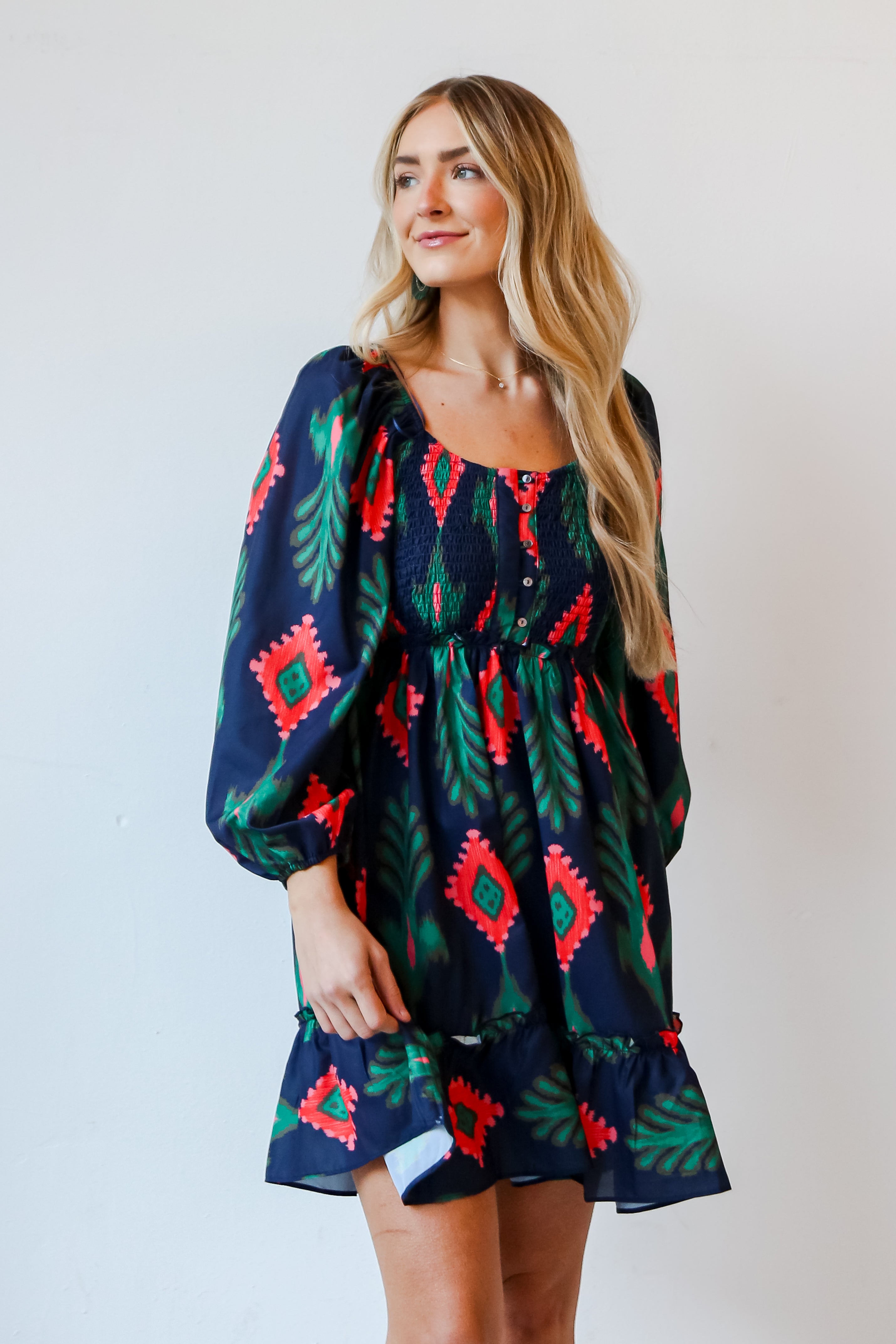 navy satin mini dress