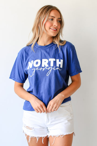 Blue North Georgia Script Tee front view